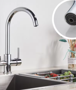 Zwarte Messing Keukenkraan met Waterfilter – 3-Weg Mengkraan Warm en Koud