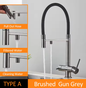 Zwart-Grijze Keukenkraan met Waterfilter – Mengkraan voor Drinkwater