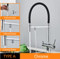 Zwart-Grijze Keukenkraan met Waterfilter – Mengkraan voor Drinkwater