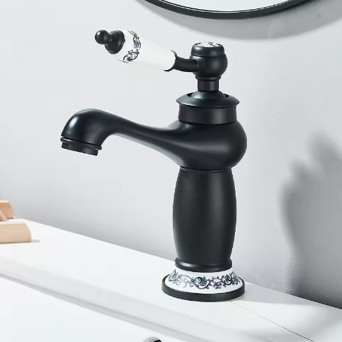 Badkamer Kraan Antiek Brons – Massief Messing Wastafelmengkraan met Enkele Hendel