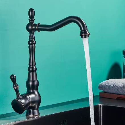 Retro Antieke Messing Kraan – Mengkraan met Enkele Hendel en 360° Draaibare Uitloop