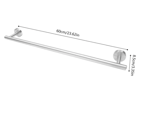 Set van 2 Wandgemonteerde Handdoekhouders – Metalen Handdoekrails 60 cm, Modern en Strak