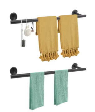 Set van 2 Wandgemonteerde Handdoekhouders – Metalen Handdoekrails 60 cm, Modern en Strak