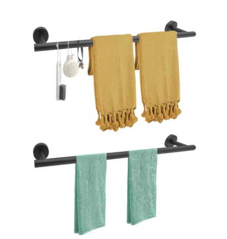 Set van 2 Wandgemonteerde Handdoekhouders – Metalen Handdoekrails 60 cm, Modern en Strak