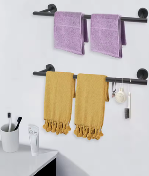 Set van 2 Wandgemonteerde Handdoekhouders – Metalen Handdoekrails 60 cm, Modern en Strak