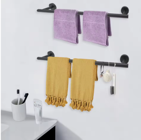 Set van 2 Wandgemonteerde Handdoekhouders – Metalen Handdoekrails 60 cm, Modern en Strak