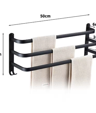 Handdoekstang 50 cm Zonder Boren – Badkamer Handdoekenrek Wandmontage