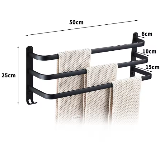 Handdoekstang 50 cm Zonder Boren – Badkamer Handdoekenrek Wandmontage