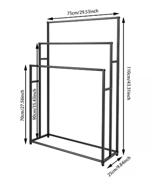 Vrijstaand Handdoekenrek met 3 Niveaus – Verstelbare Hoogte, Staal en IJzer, Modern Design