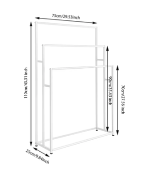 Wit Vrijstaand Handdoekenrek met 3 Niveaus – Afneembaar en Verticaal Ontwerp