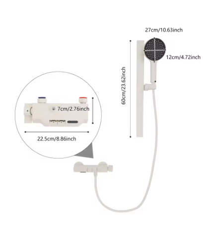 Handdoucheset met Houder en Opbergplatform – Aluminium Wandgemonteerd, Modern Design