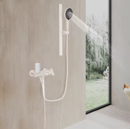 Handdoucheset met Houder en Opbergplatform – Aluminium Wandgemonteerd, Modern Design