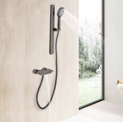 Handdoucheset met Houder en Opbergplatform – Aluminium Wandgemonteerd, Modern Design