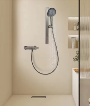 Handdoucheset met Houder en Opbergplatform – Aluminium Wandgemonteerd, Modern Design