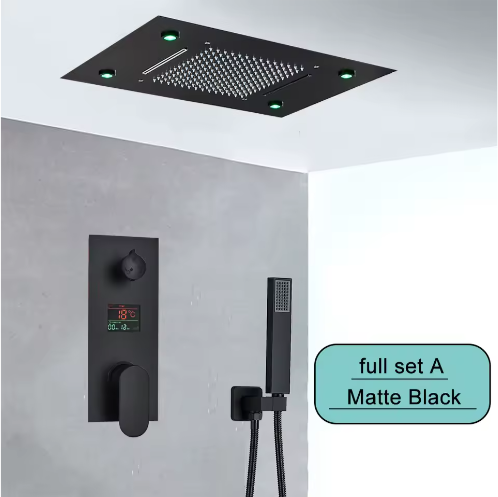 Ingebouwde LED Regendoucheset met Afstandsbediening – Watervaldouche en Verborgen Mengkraan