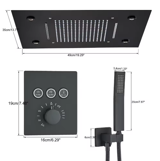 Ingebouwde LED Regendoucheset met Afstandsbediening – Watervaldouche en Verborgen Mengkraan