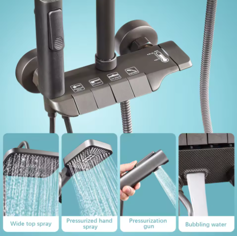 Douchekop met 3 Standen – Waterbesparend, Stopknop en Regendouche Effect