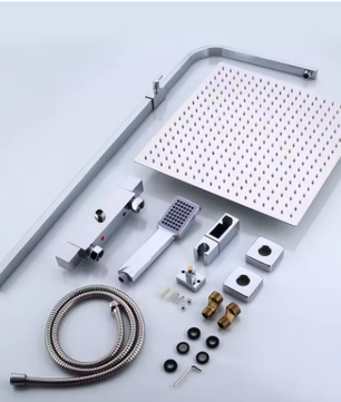 Thermostatische Doucheset Wandmontage – Regendouche met Handdouche en Lange Slang