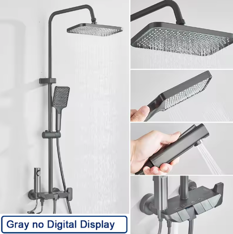 Zwarte Digitale Doucheset met Display – Regendouche, Handdouche en Bidet