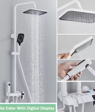 Zwarte Digitale Doucheset met Display – Regendouche, Handdouche en Bidet