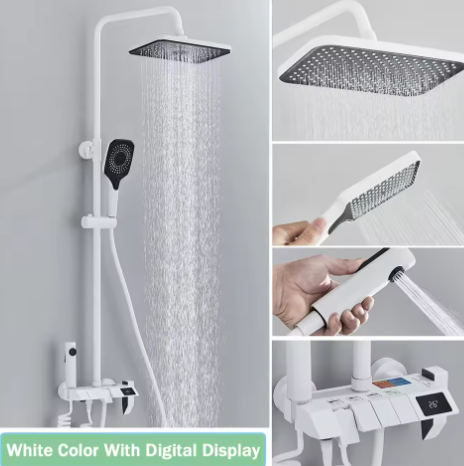 Zwarte Digitale Doucheset met Display – Regendouche, Handdouche en Bidet