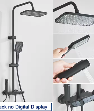 Zwarte Digitale Doucheset met Display – Regendouche, Handdouche en Bidet