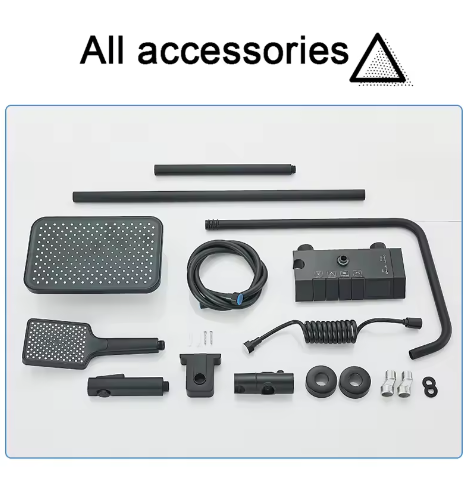 Zwarte Digitale Doucheset met Display – Regendouche, Handdouche en Bidet