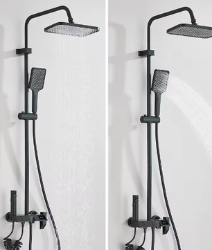 Zwarte Digitale Doucheset met Display – Regendouche, Handdouche en Bidet