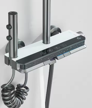 Digitale Luxe Doucheset met Display – Wandgemonteerd Regendouche Systeem met 4-Weg Waterafvoer