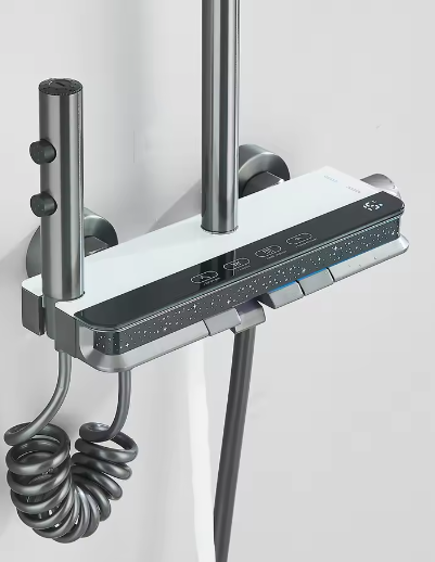 Digitale Luxe Doucheset met Display – Wandgemonteerd Regendouche Systeem met 4-Weg Waterafvoer