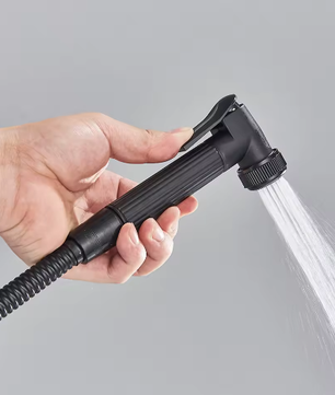 Zwarte Digitale Thermostatische Douchekraan met Display – 4-Weg Regendouche met Plank en Bidet