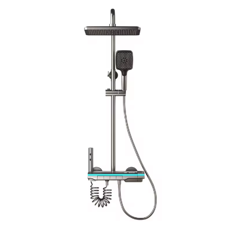 Zwart Digitaal Display Thermostatisch Douchesysteem – 4-Weg Regendouche met Plank en Bidet