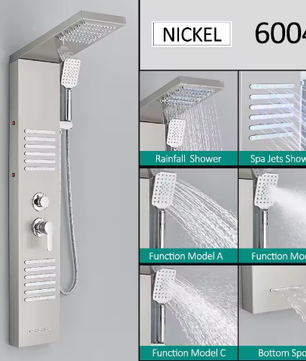 Zwart LED Douchepaneel Toren – Regenwaterval en Massage Douchesysteem
