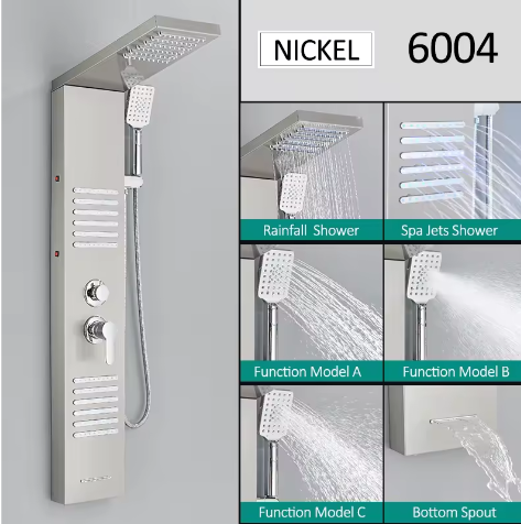 Zwart LED Douchepaneel Toren – Regenwaterval en Massage Douchesysteem