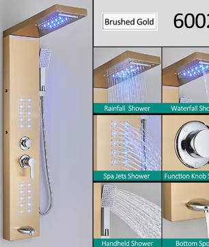 Zwart LED Douchepaneel Toren – Regenwaterval en Massage Douchesysteem