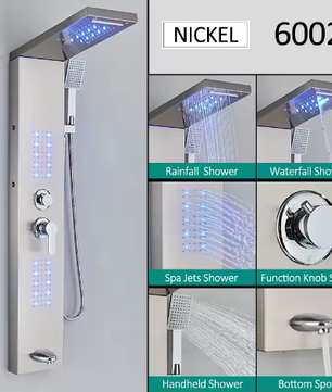 Zwart LED Douchepaneel Toren – Regenwaterval en Massage Douchesysteem