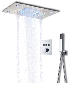 Thermostatische Douchekraan Set – LED Regenwaterval en Plafondmontage Bad Douchesysteem