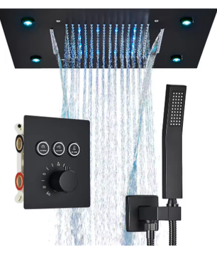 Thermostatische Douchekraan Set – LED Regenwaterval en Plafondmontage Bad Douchesysteem