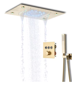 Thermostatische Douchekraan Set – LED Regenwaterval en Plafondmontage Bad Douchesysteem