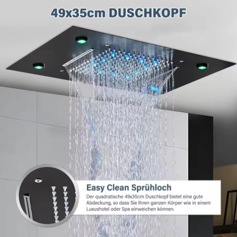 Thermostatische Douchekraan Set – LED Regenwaterval en Plafondmontage Bad Douchesysteem