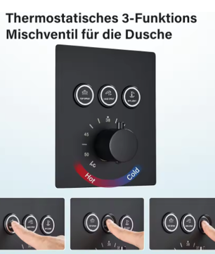 Thermostatische Douchekraan Set – LED Regenwaterval en Plafondmontage Bad Douchesysteem