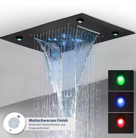 Thermostatische Douchekraan Set – LED Regenwaterval en Plafondmontage Bad Douchesysteem