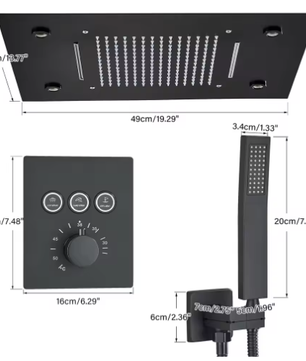 Thermostatische Douchekraan Set – LED Regenwaterval en Plafondmontage Bad Douchesysteem