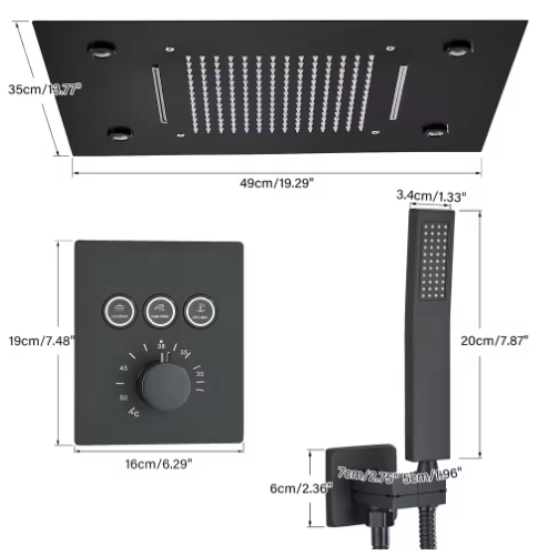 Thermostatische Douchekraan Set – LED Regenwaterval en Plafondmontage Bad Douchesysteem