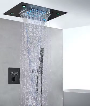 Thermostatische Douchekraan Set – LED Regenwaterval en Plafondmontage Bad Douchesysteem