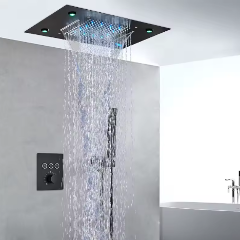 Thermostatische Douchekraan Set – LED Regenwaterval en Plafondmontage Bad Douchesysteem