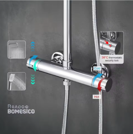 Douchesysteem Thermostaat – 10 Inch Regendouche en Verstelbare Muurbevestiging