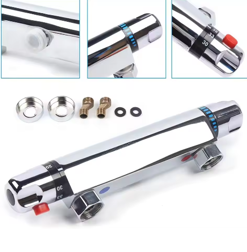 Thermostatische Douchemengkraan met 38°C Veiligheidsknop – Badkamer Douchekraan van Messing