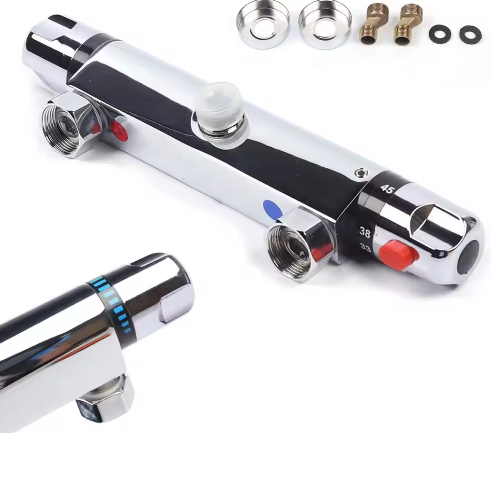 Thermostatische Douchemengkraan met 38°C Veiligheidsknop – Badkamer Douchekraan van Messing