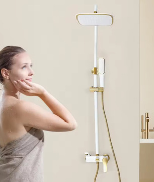 Gouden Badkamer Doucheset Wandmontage met Regendouche en Handdouche